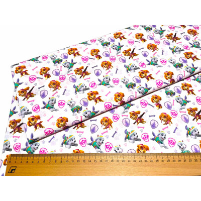 Bavlnené plátno Labková patrola - ružová | 100% bavlna | Margo