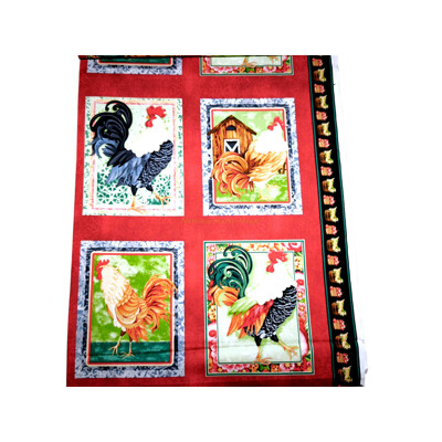 Dizajnový bavlnený panel Kohúty – Motív na vankúš a dekorácie | Kreativcentrum Margo