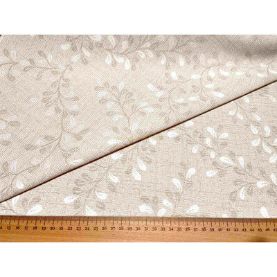 Žakárová dekoračná látka s vetvičkami, béžovo-režná | Kreativcentrum Margo