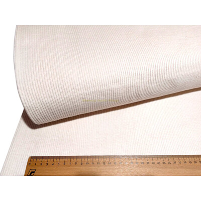 Krémový bavlnený manchester s elastanom | Široký vrúbok 3mm | Margo