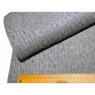 Šedý štrikovaný úplet so vzorom retiazok | Splývavá látka | Margo